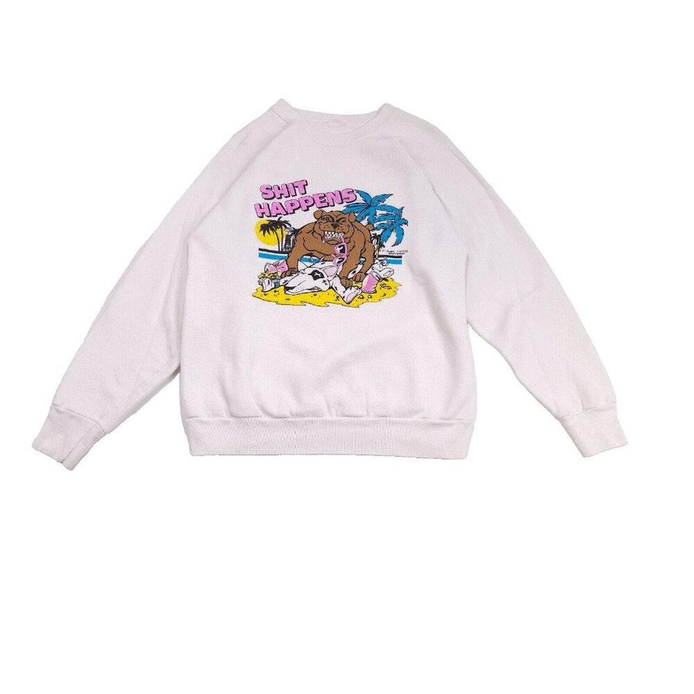 Vtg 80’s Spuds MacKenzie Party Animal Crew Neck Sweatshirt Sh!t Happens Parody